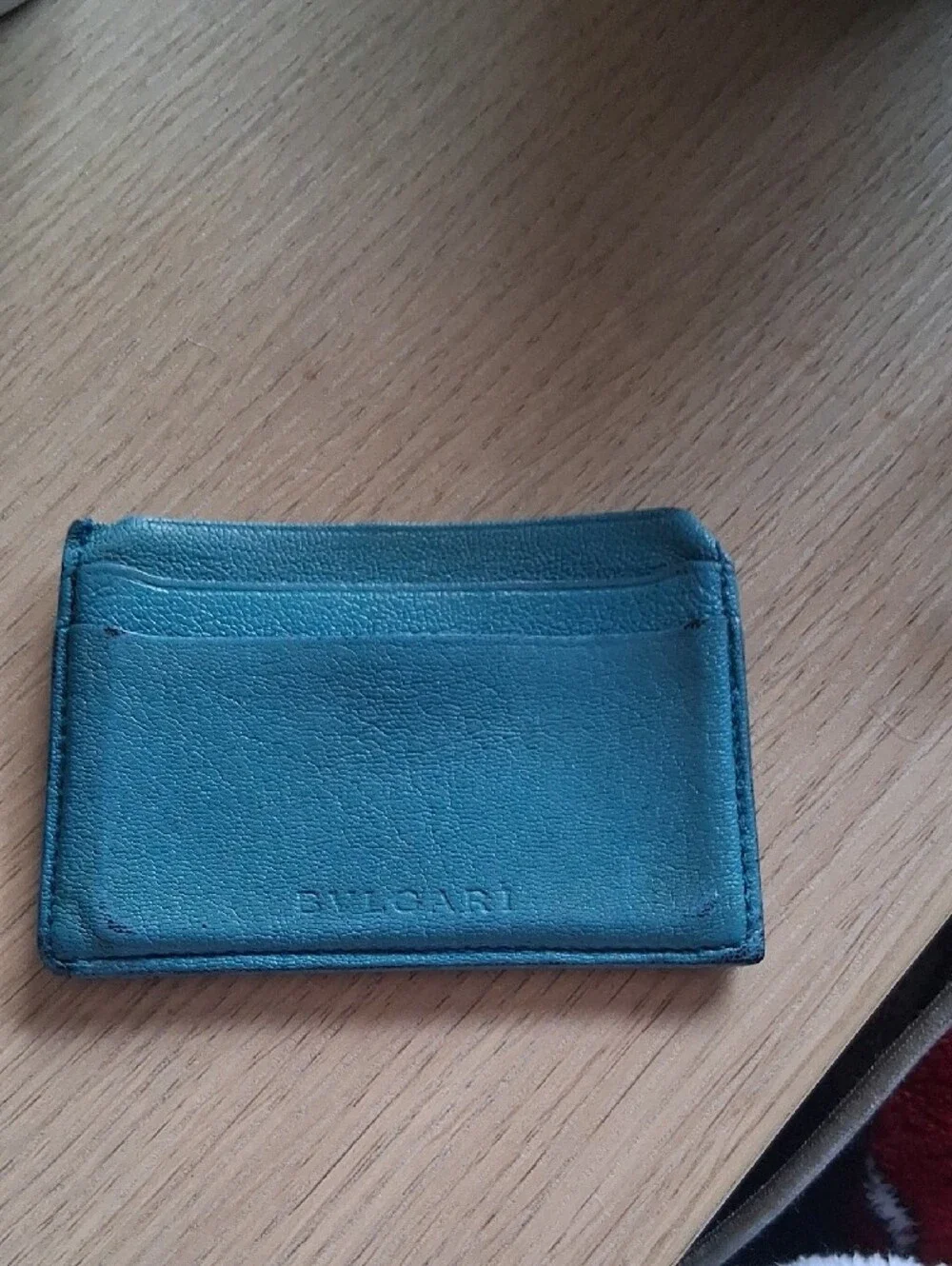 Bulgari Teal Leather Slim Card Sleeve